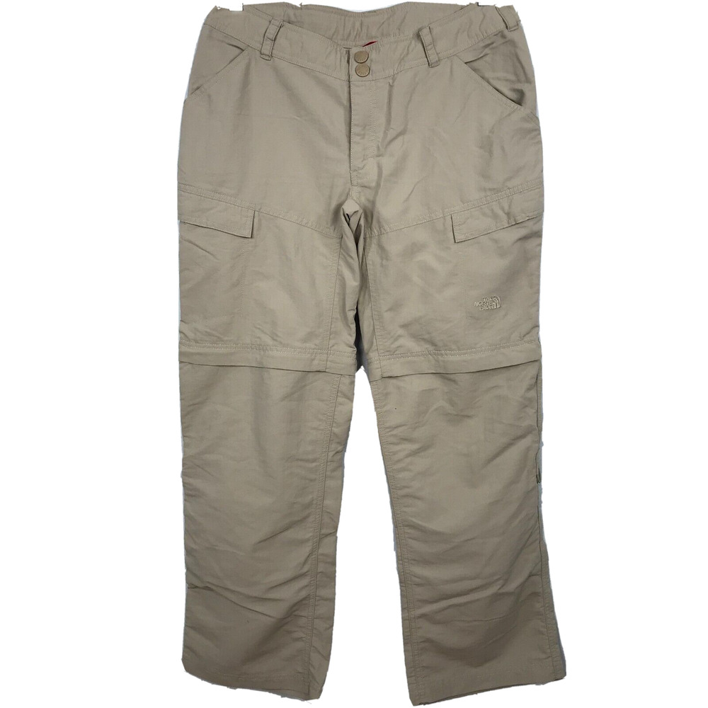 The North Face Pants Womens Sz 10 Short Beige Tan Nylon Convertible Cargo Hiking